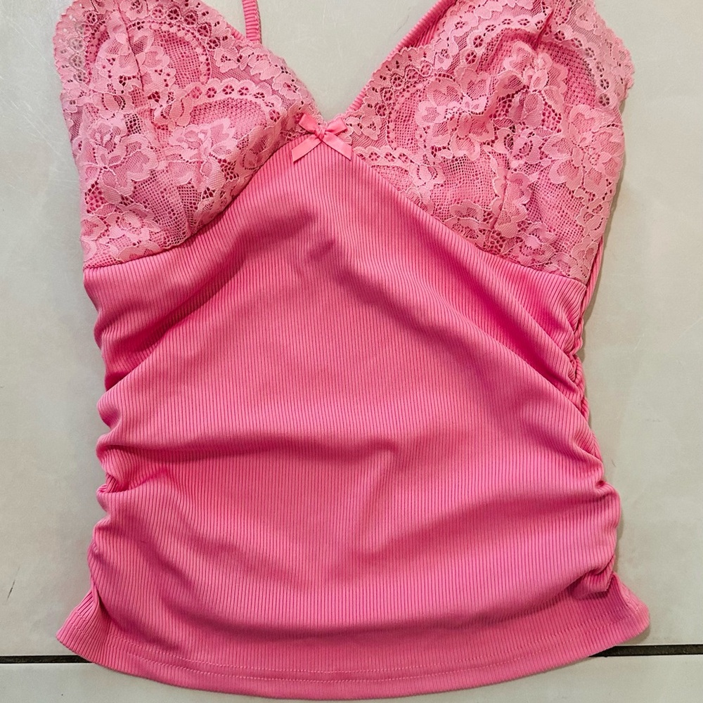 SHEIN Pink Ribbed Cami Top